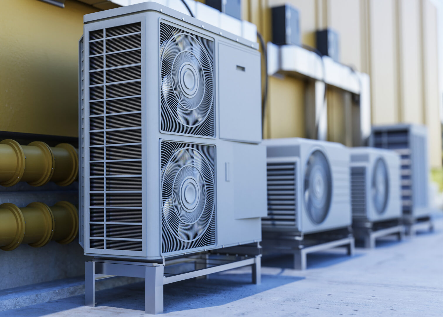 HVAC Contractor Insurance close up heat pump outside home